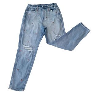 EUC High Rise Destroyed distressed mushroom embroidered Arizona jeans 11